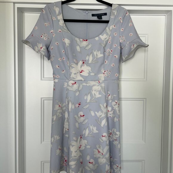 French Connection Light Blue Alba Stretch Spring Floral Dress, Size 4 - Picture 2 of 7